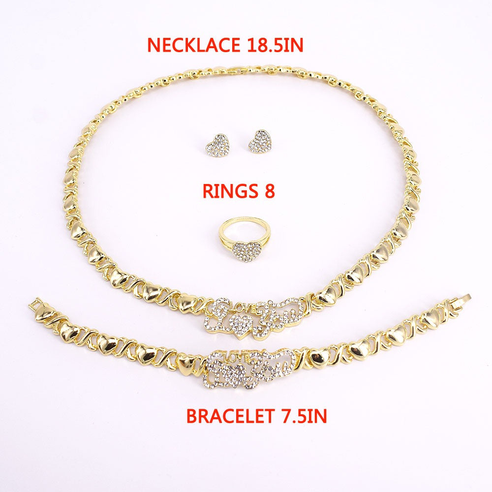 HUGS &KISSES xo set I love you gold Plated #5