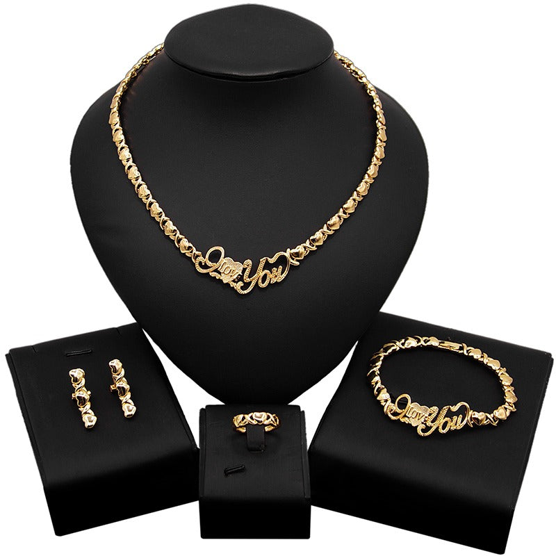 HUGS &KISSES I love you set gold Plated #48