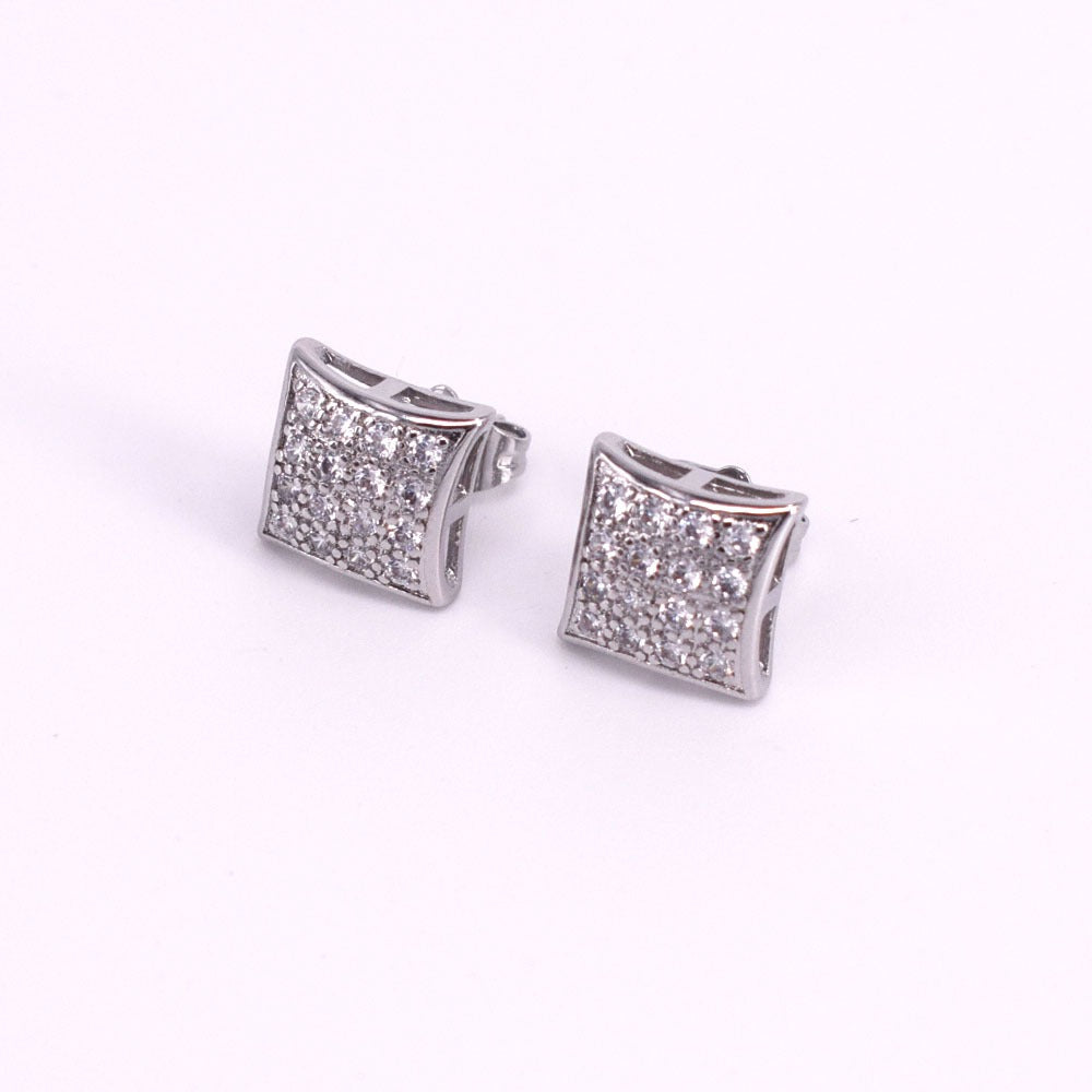 Hip hop icedout square earrings pave settings Cubic Zirconia Real Gold Filled #3