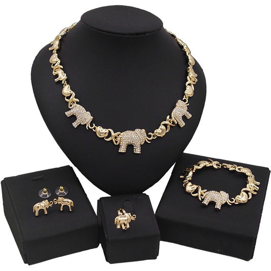 HUGS &KISSES xo icedcut elephants set gold Plated #66