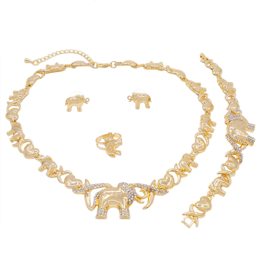 HUGS &KISSES xo elephants set gold Plated #64