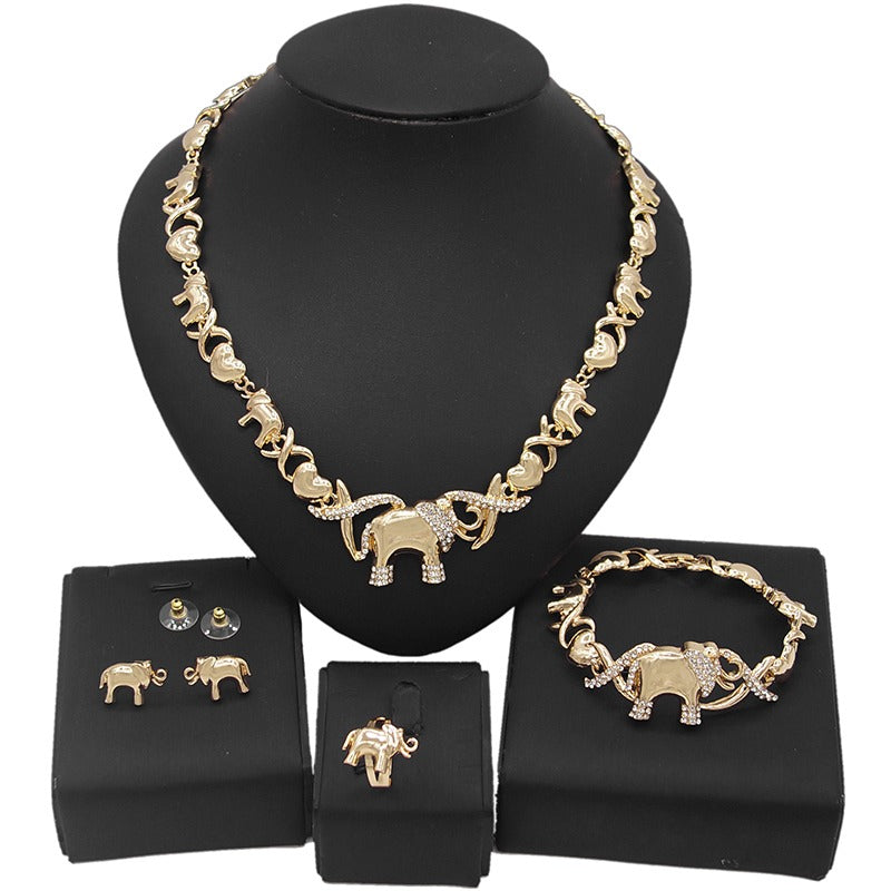 HUGS &KISSES xo elephants set gold Plated #64