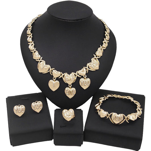 HUGS &KISSES xo set hearts set gold Plated #63