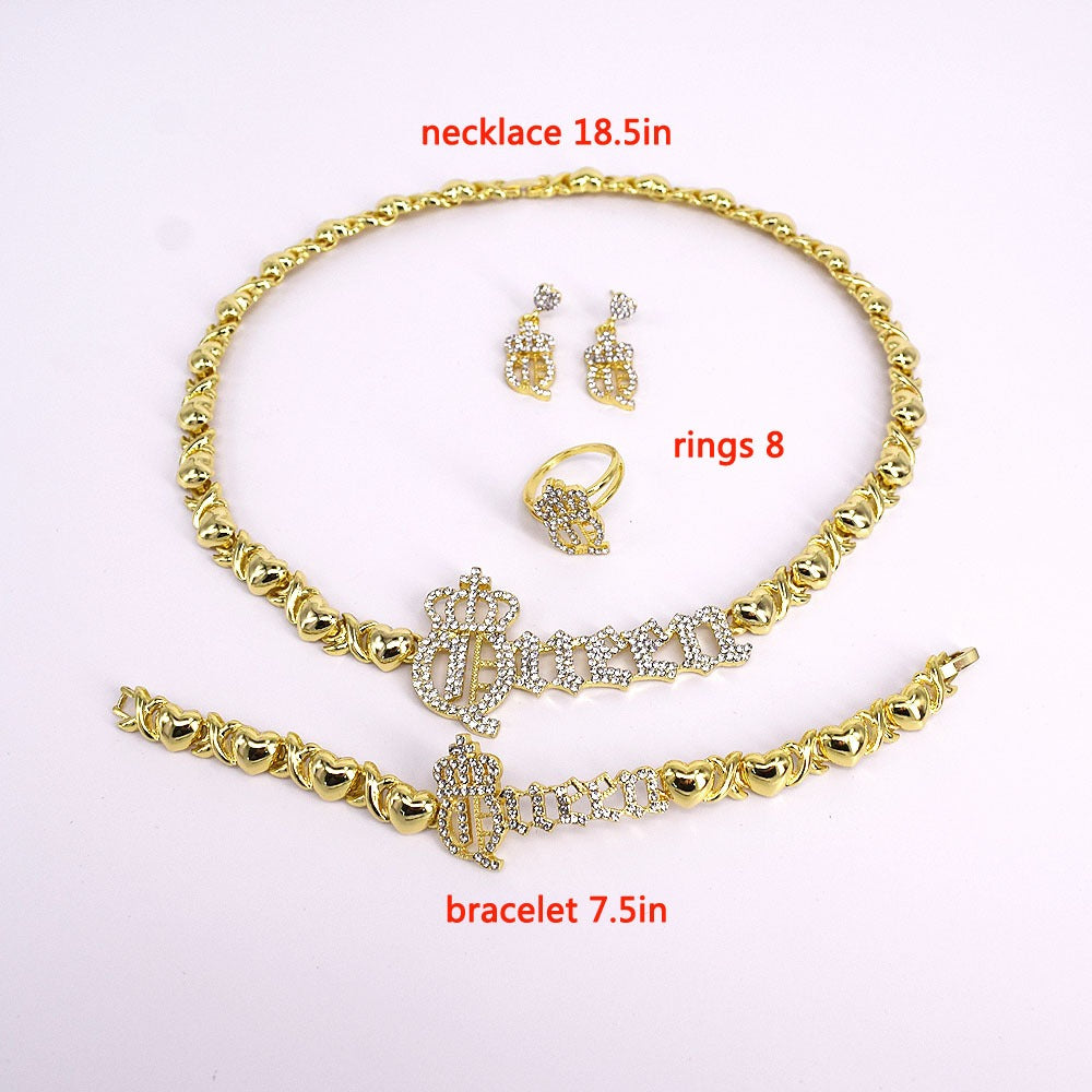 HUGS &KISSES xo queen set gold Plated #69