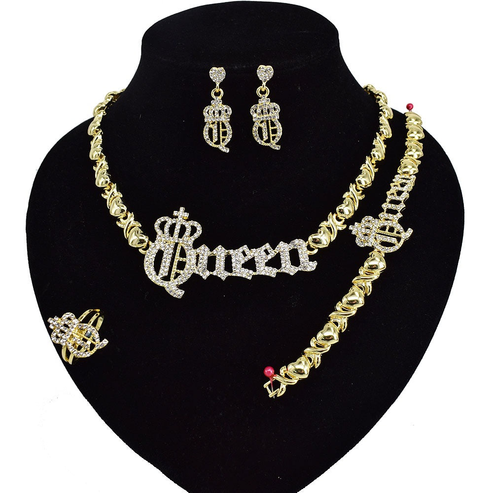 HUGS &KISSES xo queen set gold Plated #69