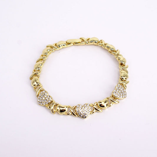 18k Layered real gold filled xo bracelet hearts #7