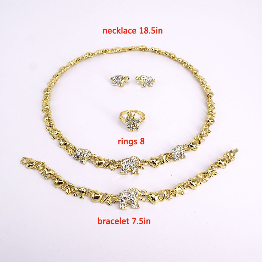 HUGS &KISSES xo elephants set gold Plated #20