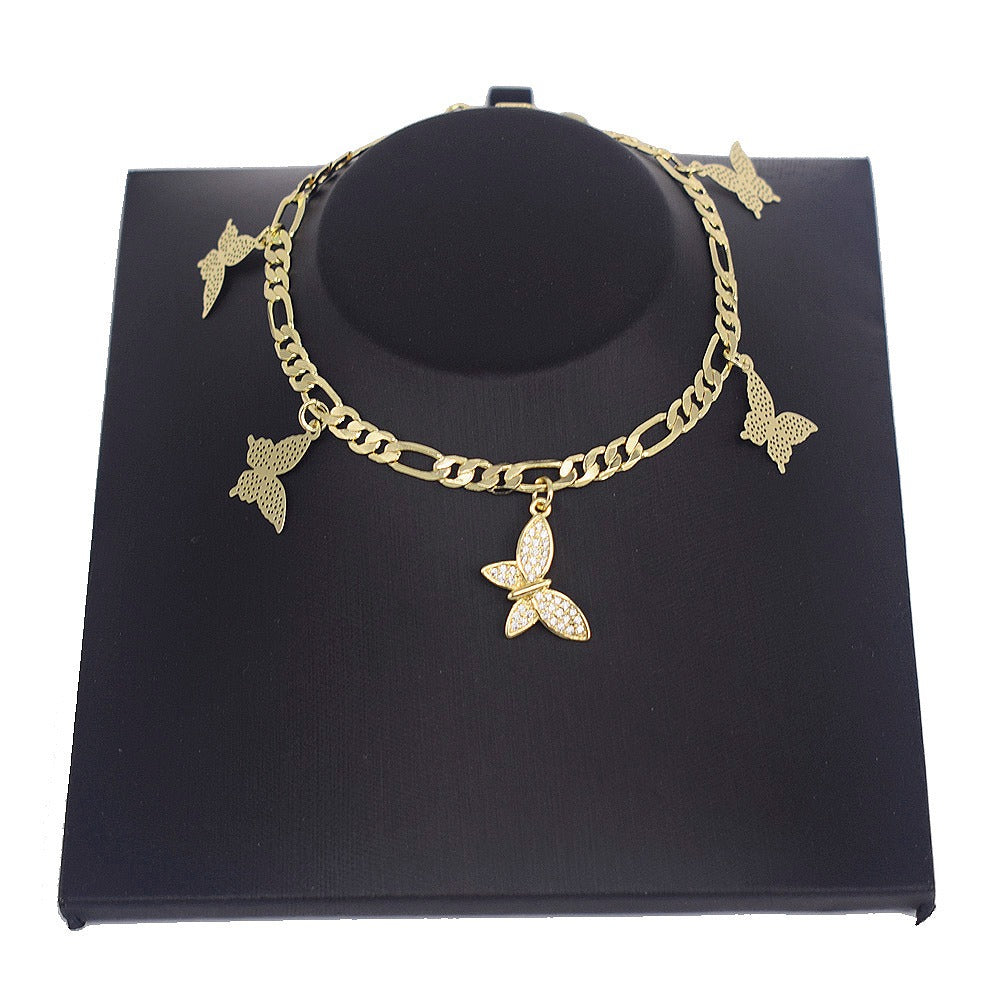 18k Layered real gold Plated butterfly anklet bracelet #21