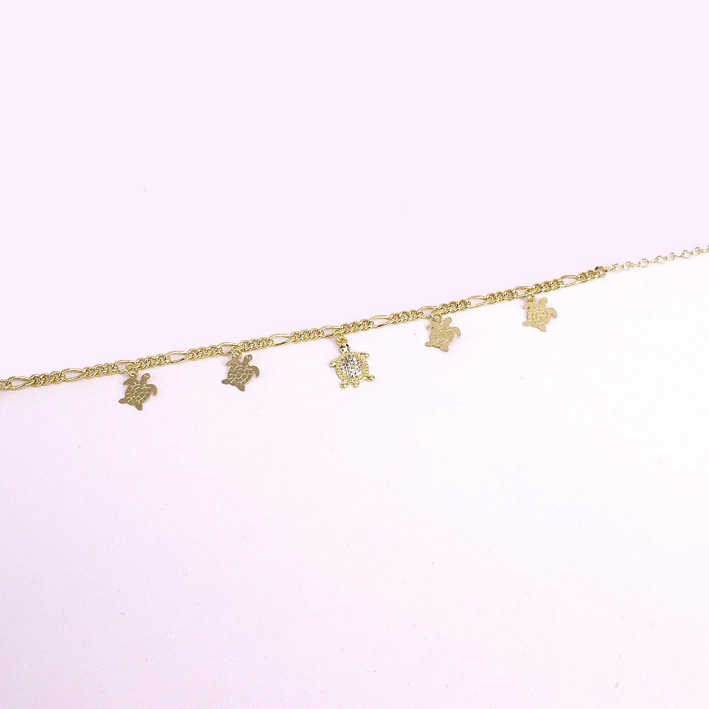 18k Layered real gold Plated Turtles anklet bracelet #31