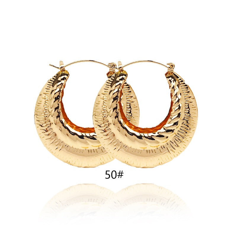 18k Layered Real Gold Filled round bamboo hoop earrings super light #51