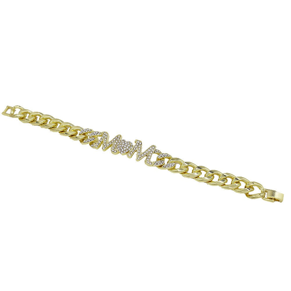 HUGS &KISSES mom Cuban link set gold Plated #95