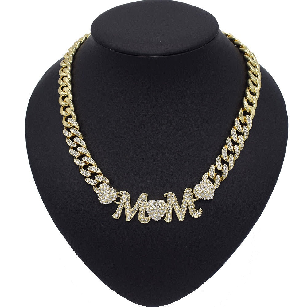 HUGS &KISSES mom Cuban link set gold Plated #95