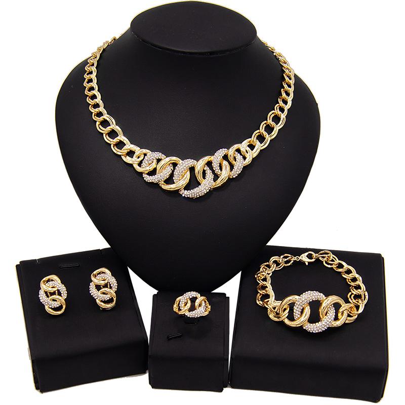 HUGS &KISSES Cuban link set gold Plated #93