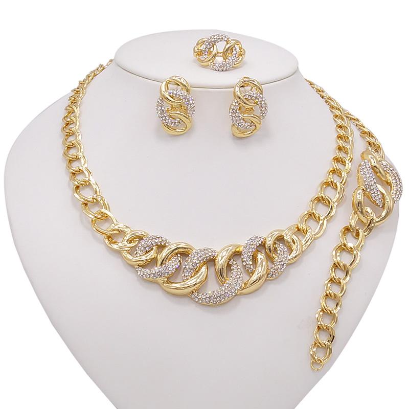 HUGS &KISSES Cuban link set gold Plated #93