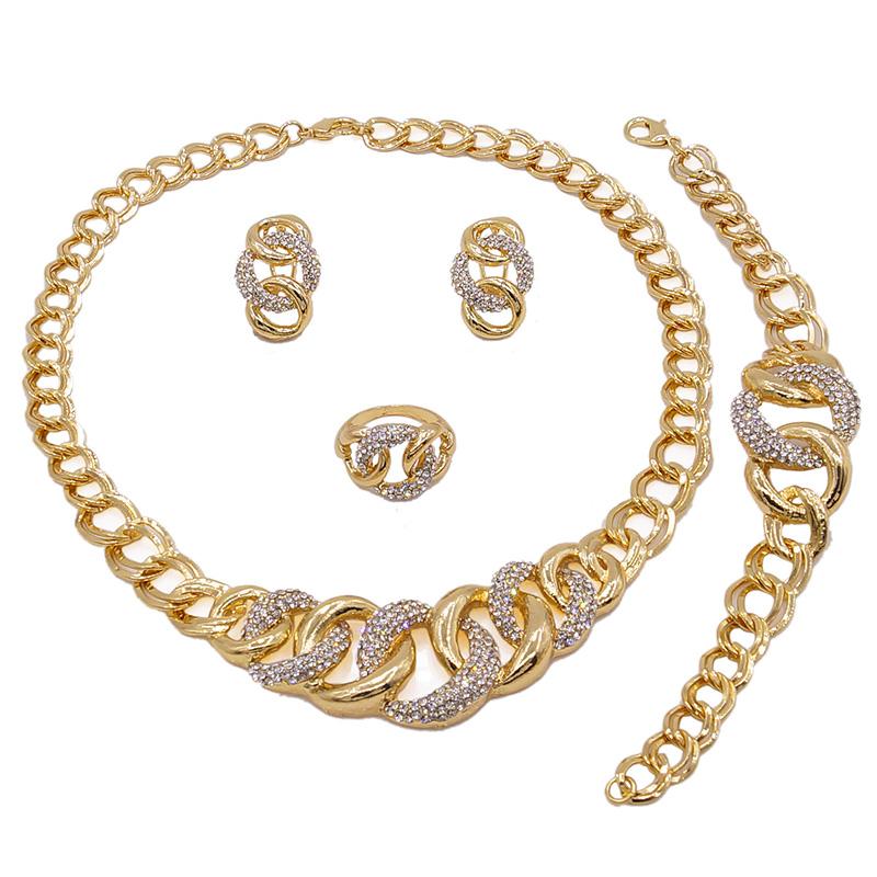 HUGS &KISSES Cuban link set gold Plated #93