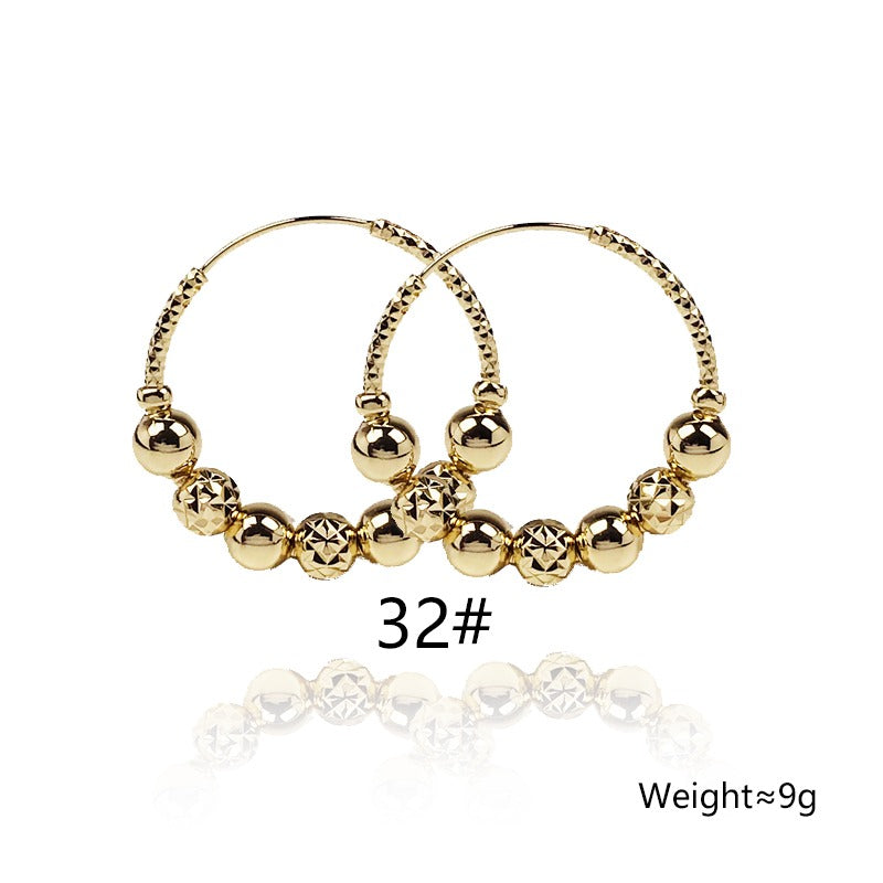 18k Layered real gold Plated Round hoop earrings #47