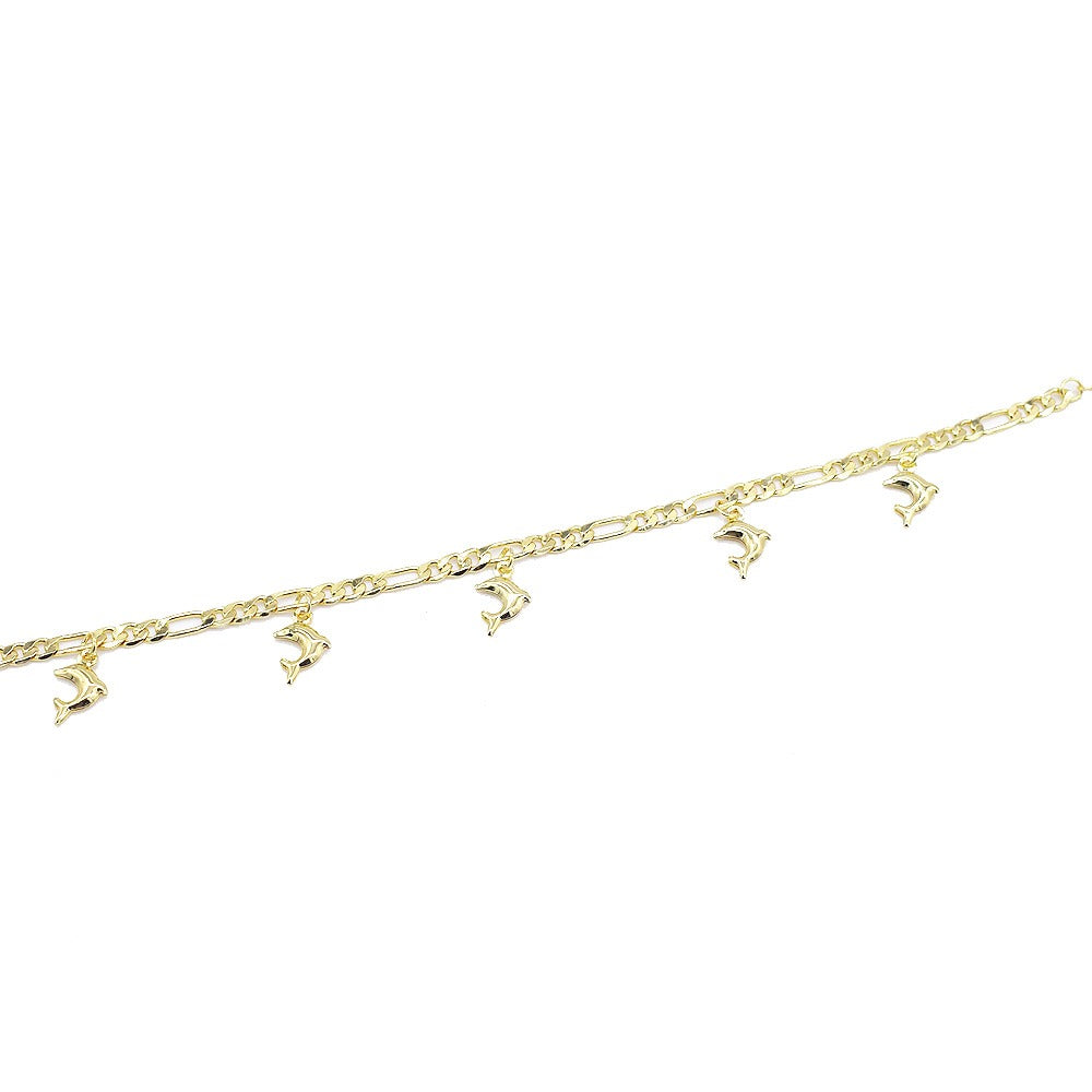 18k Layered real gold Plated dolphins anklet bracelet #33