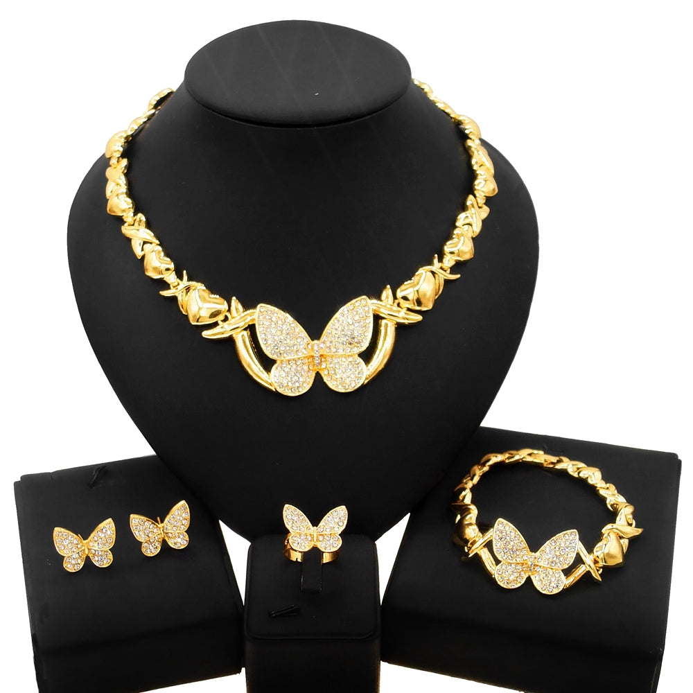 HUGS &KISSES xo butterfly set gold Plated #102