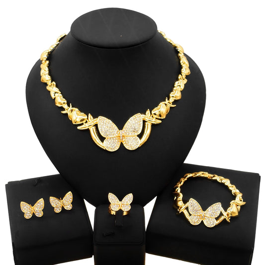 HUGS &KISSES xo butterfly set gold Plated #102