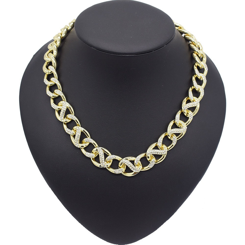 HUGS &KISSES Cuban link set icedcut gold Plated #101