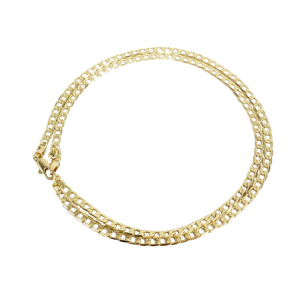 18k Layered Real Gold Filled cuben link chain diamond cut 4mm×24"