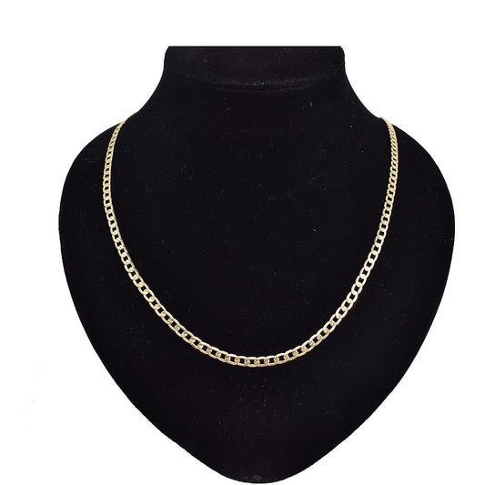 18k Layered Real Gold Filled cuben link chain diamond cut 4mm×24"