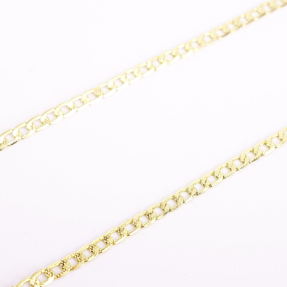 18k Layered Real Gold Filled cuben link chain diamond cut 4mm×24"