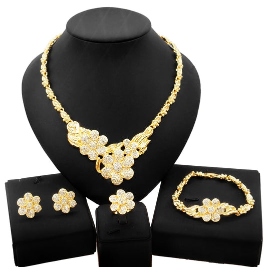 HUGS &KISSES flowers set gold Plated #103