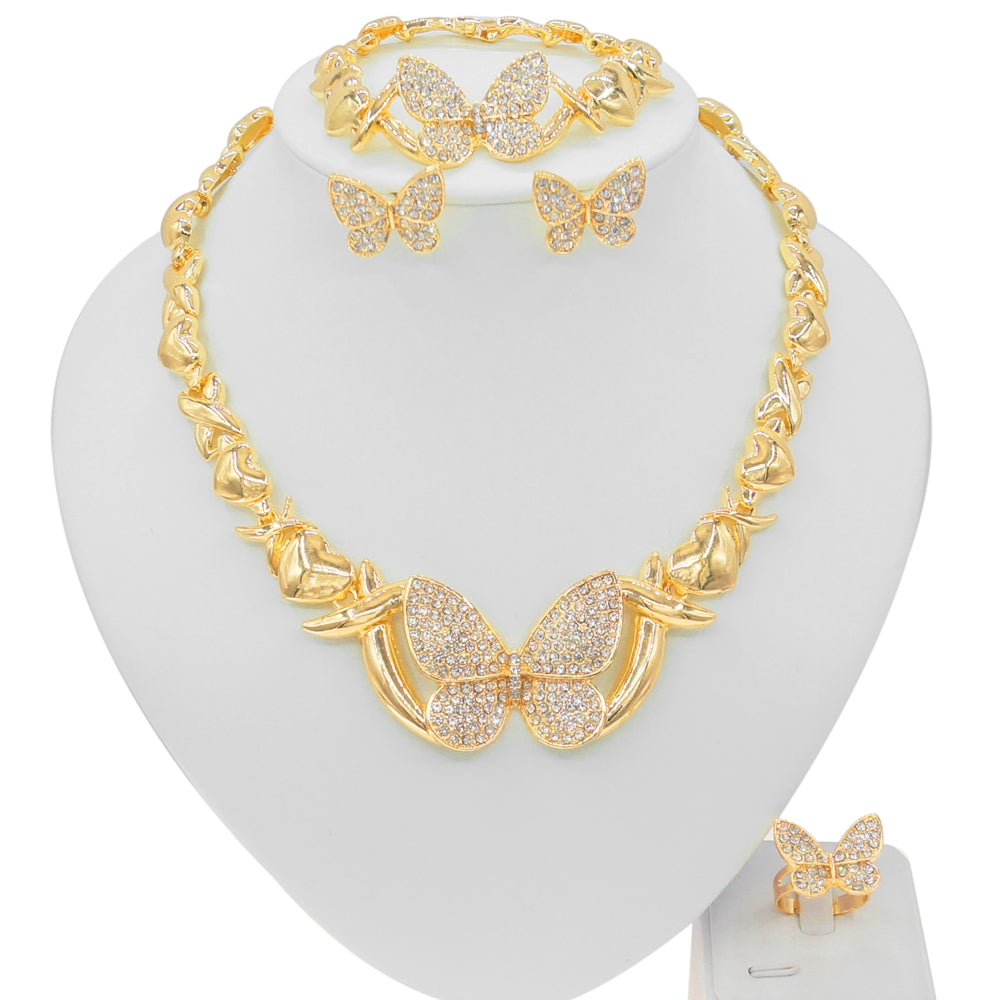 HUGS &KISSES xo butterfly set gold Plated #102