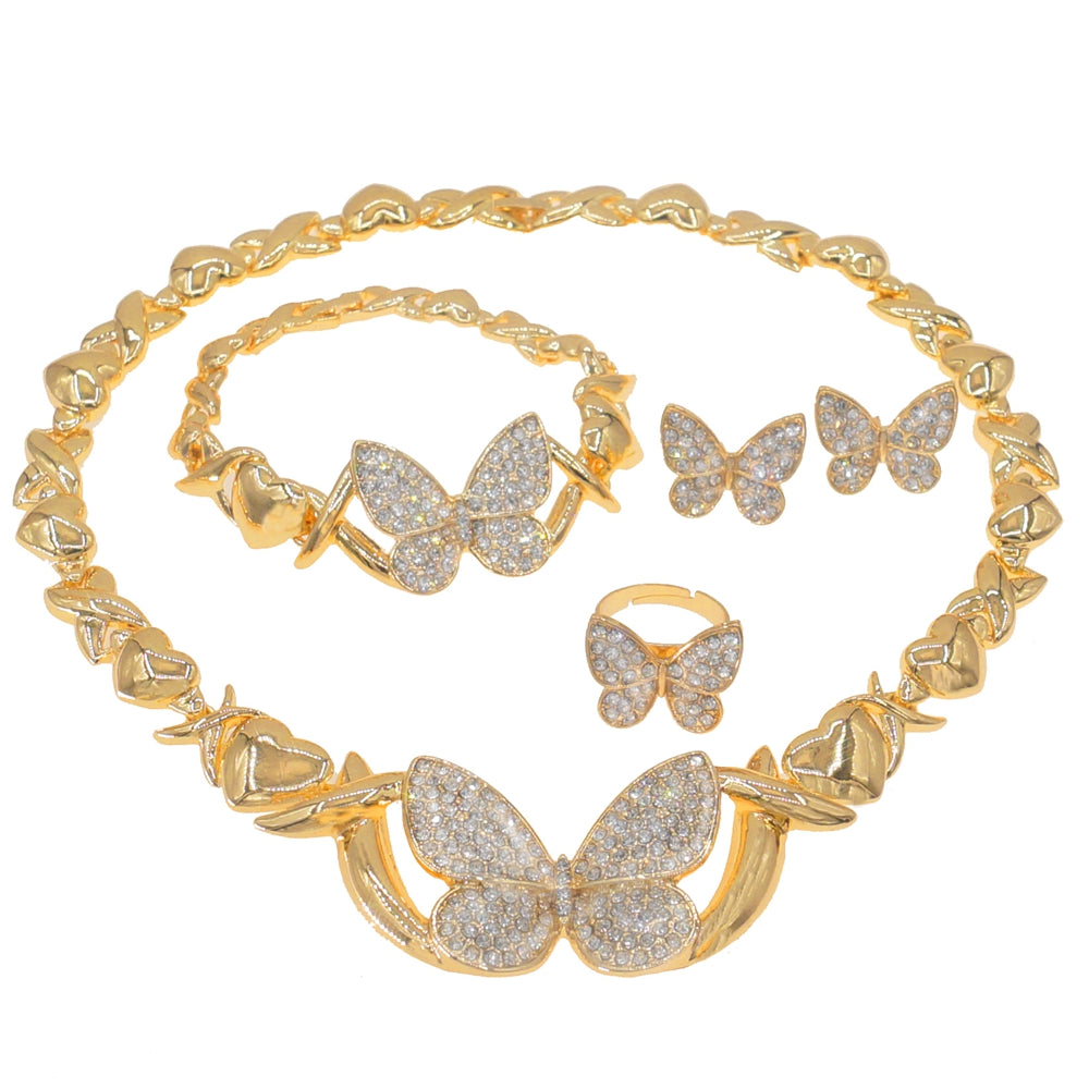 HUGS &KISSES xo butterfly set gold Plated #102