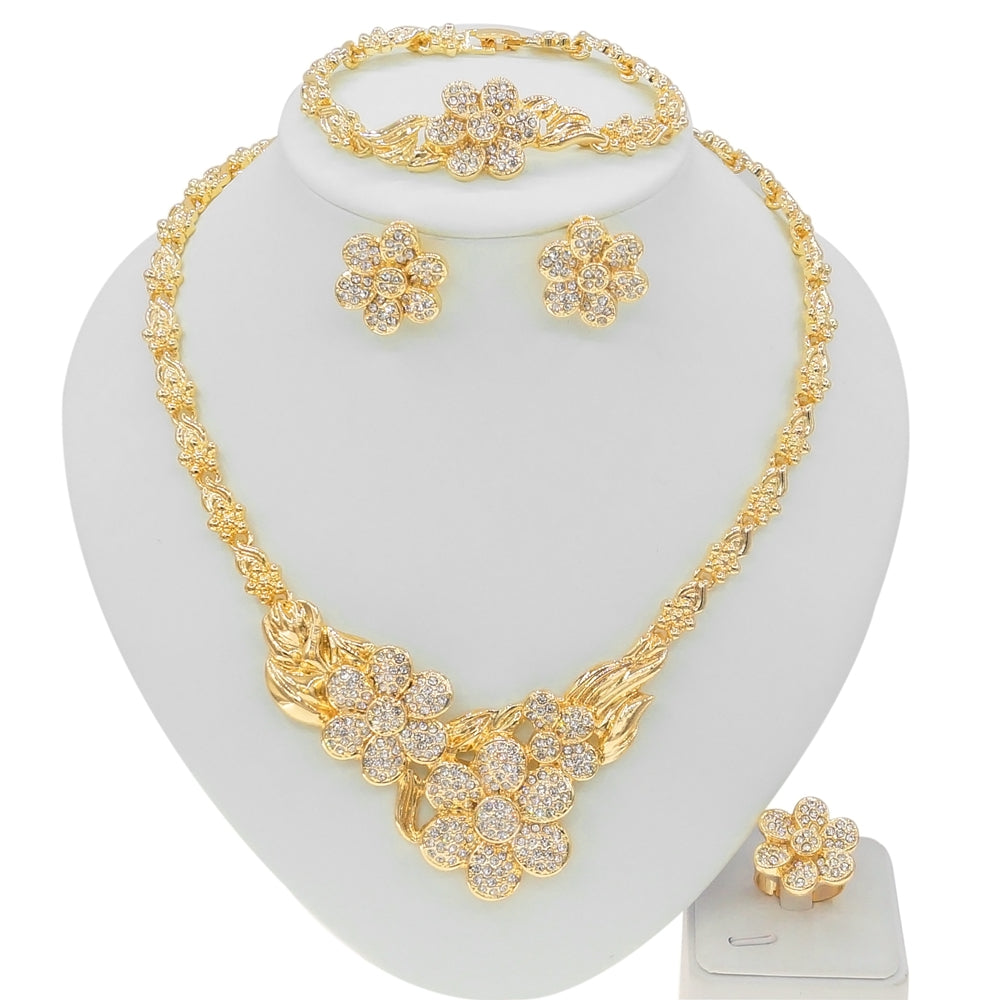 HUGS &KISSES flowers set gold Plated #103