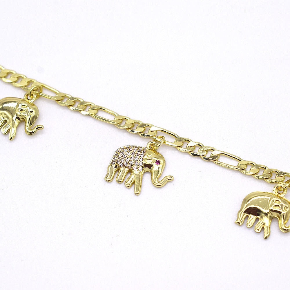 18k Layered real gold Plated elephants anklet bracelet #8