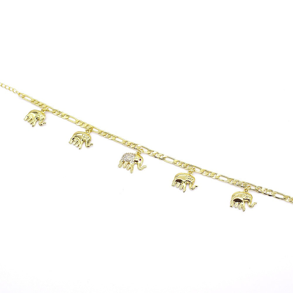 18k Layered real gold Plated elephants anklet bracelet #8