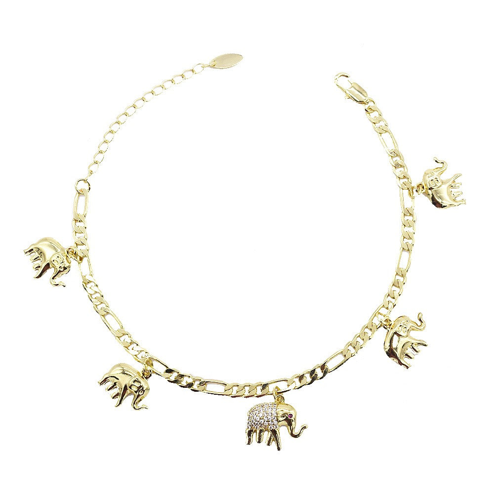 18k Layered real gold Plated elephants anklet bracelet #8