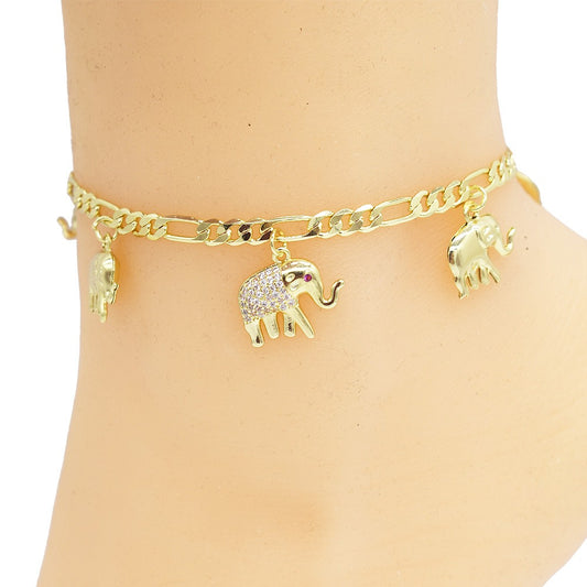 18k Layered real gold Plated elephants anklet bracelet #8