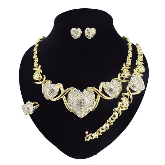 HUGS &KISSES xo iced out hearts gold Plated #28