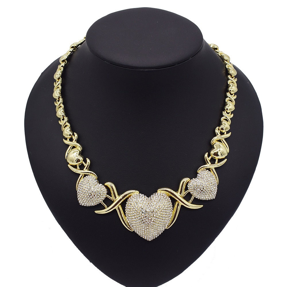 HUGS &KISSES xo iced out hearts gold Plated #28