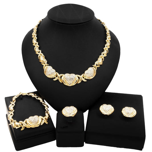 HUGS &KISSES xo set hearts gold Plated #107