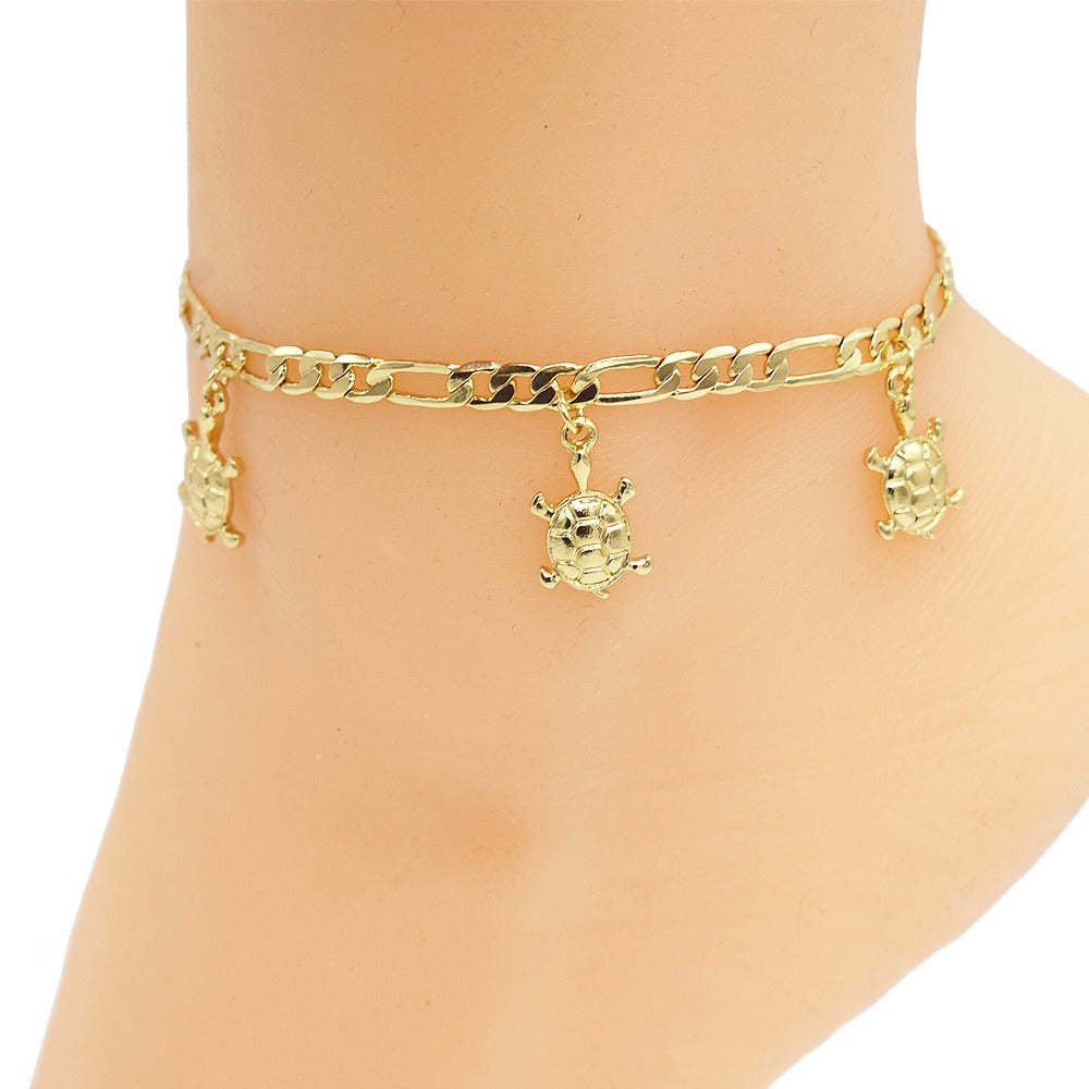 18k Layered real gold Plated Turtles anklet bracelet #14