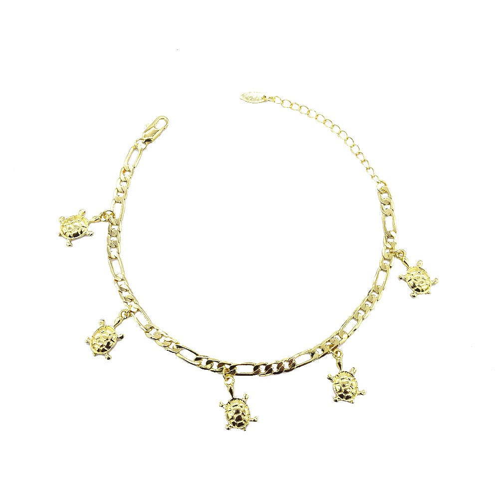 18k Layered real gold Plated Turtles anklet bracelet #14