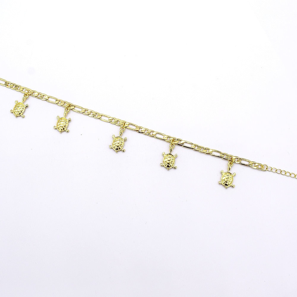 18k Layered real gold Plated Turtles anklet bracelet #14