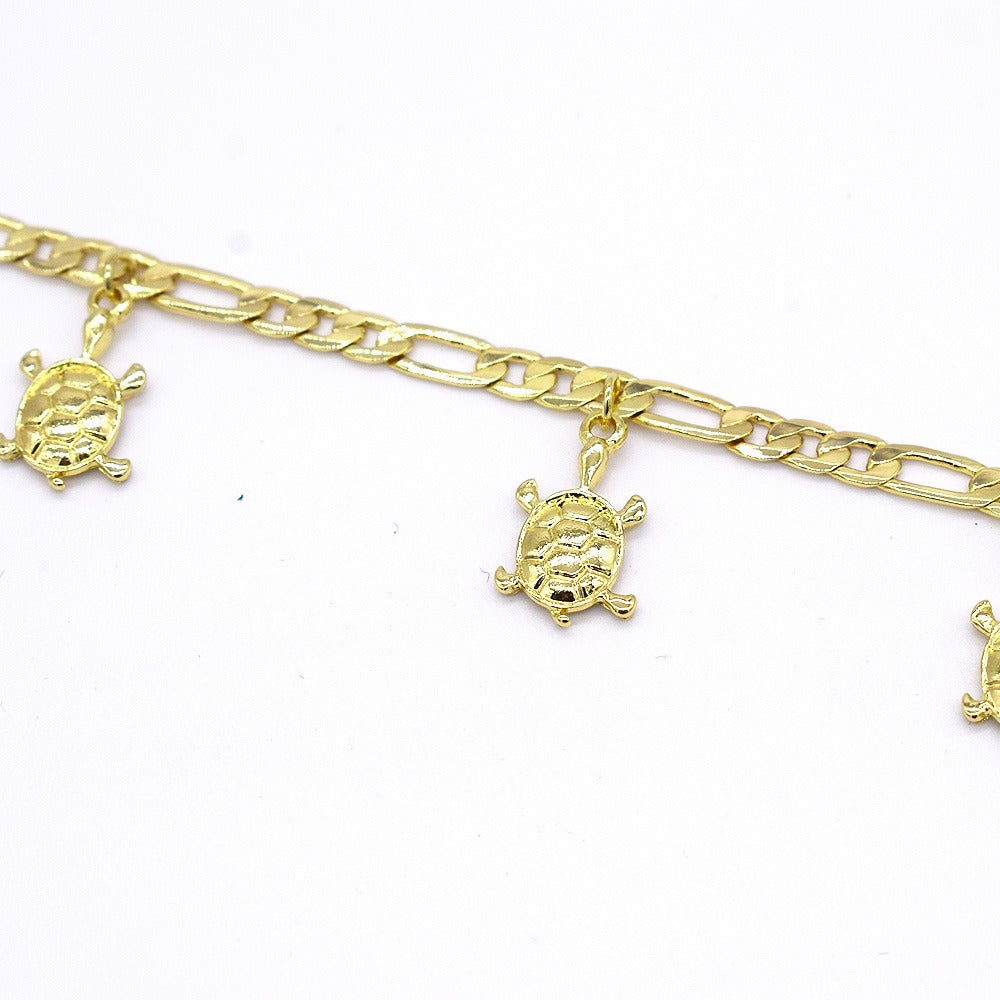 18k Layered real gold Plated Turtles anklet bracelet #14