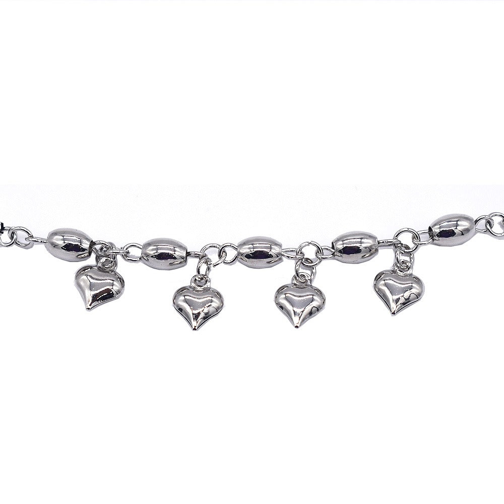 Silver Layered real gold Plated hearts anklet bracelet #12