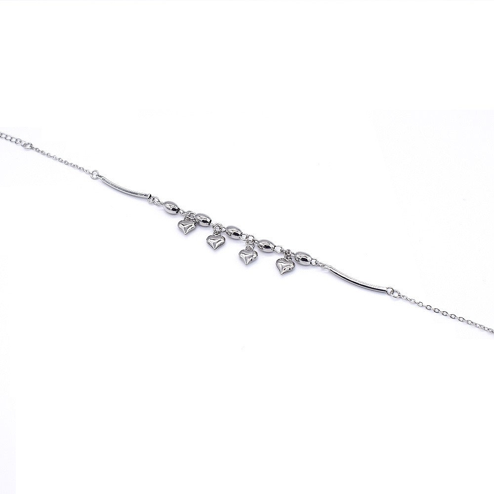 Silver Layered real gold Plated hearts anklet bracelet #12