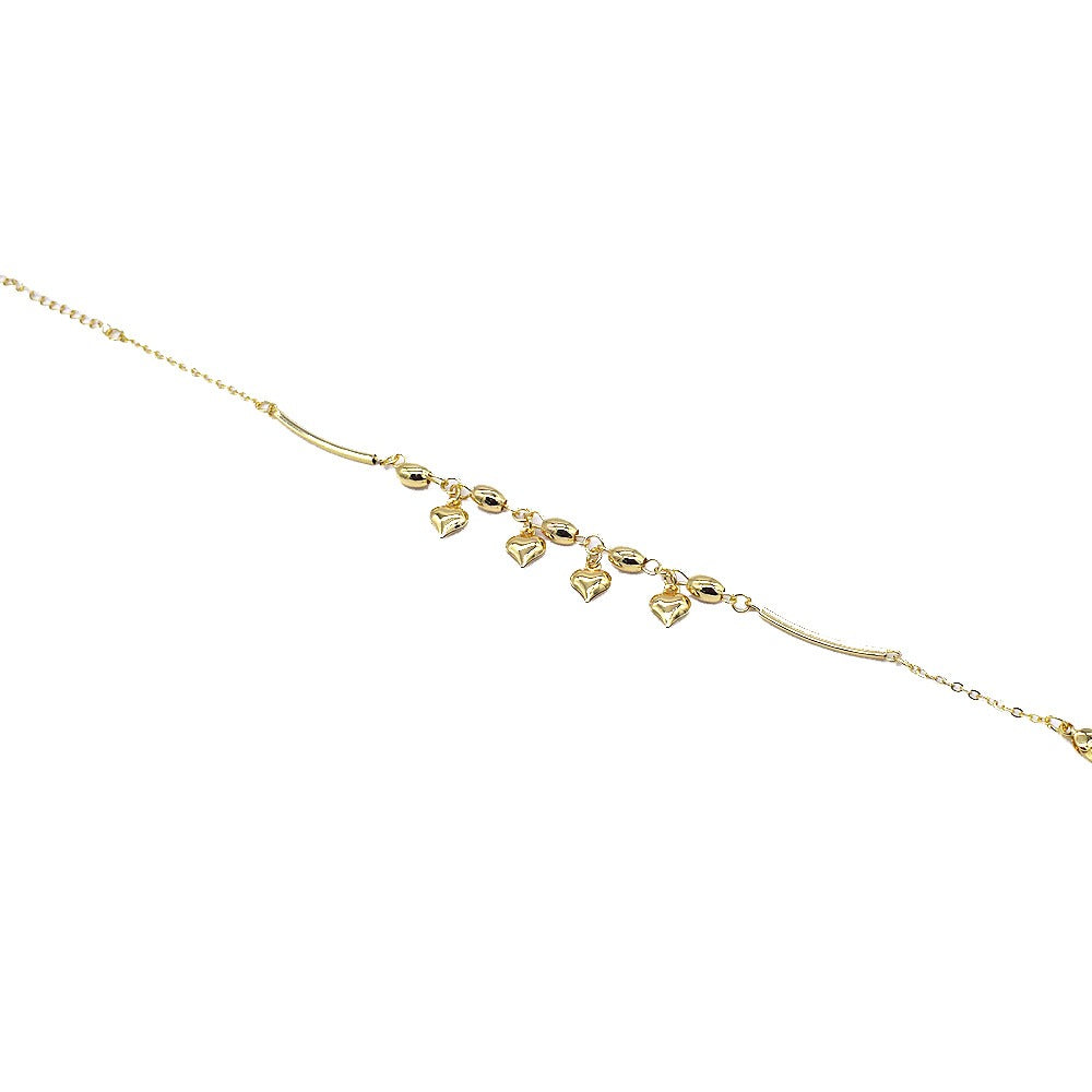 18k Layered real gold Plated hearts anklet bracelet #11