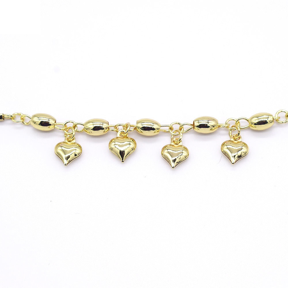 18k Layered real gold Plated hearts anklet bracelet #11