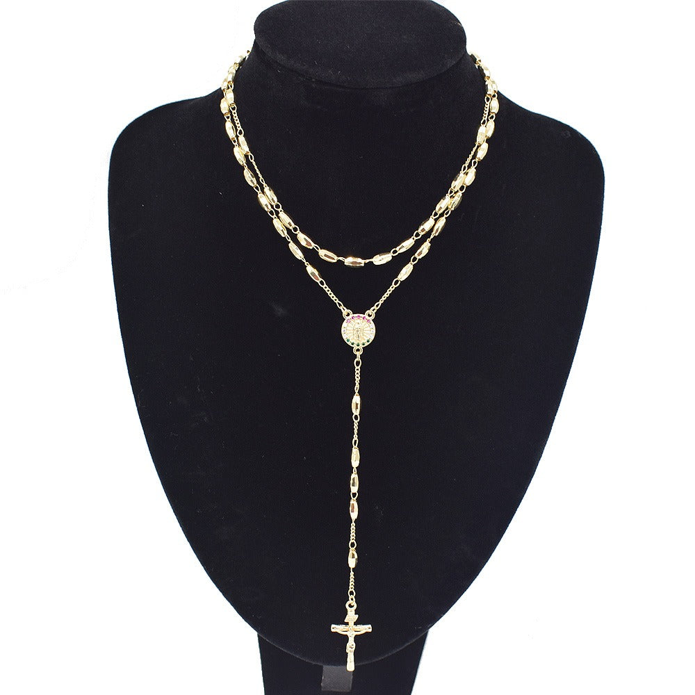 18k Layered real gold filled religious rosary necklace #1