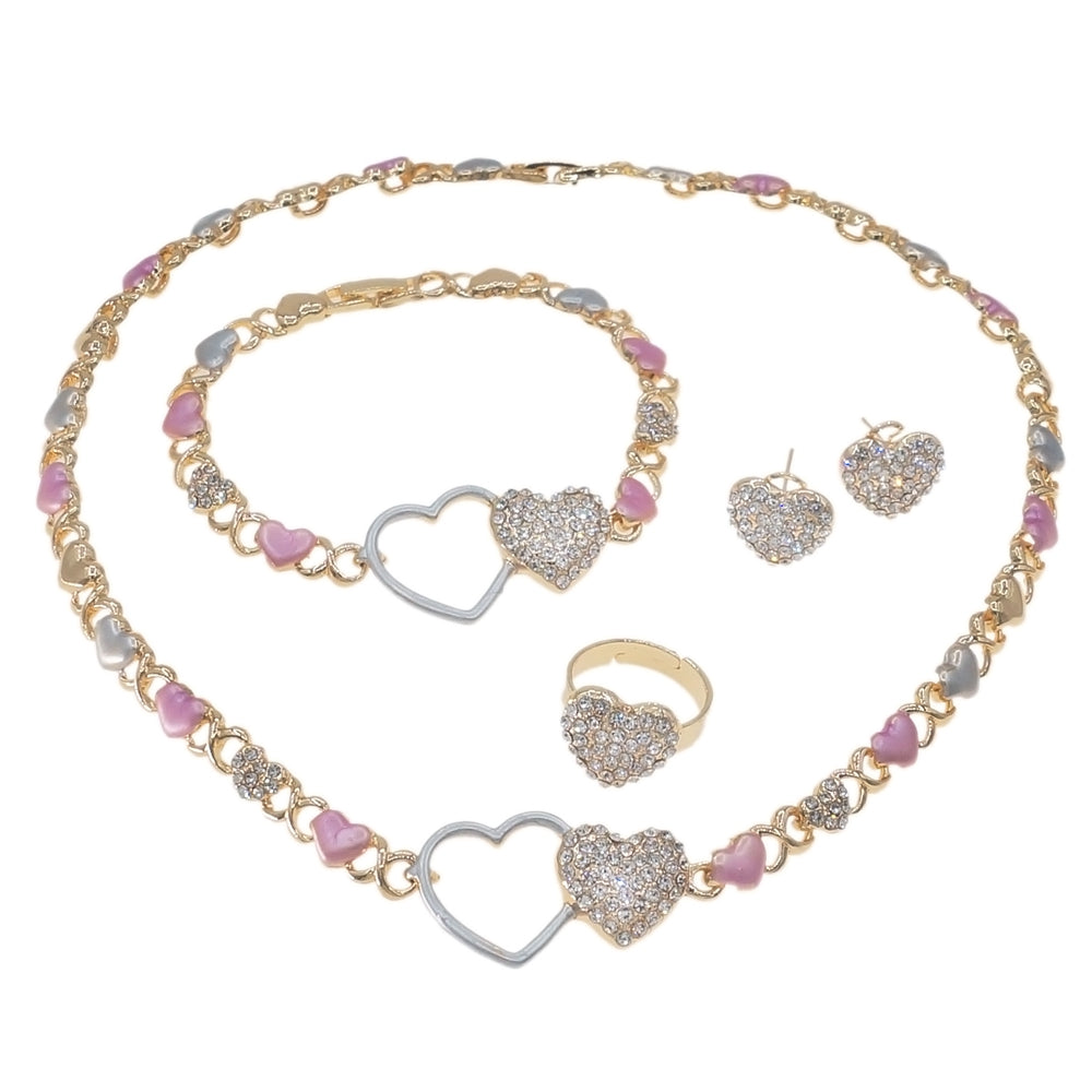 HUGS &KISSES double hearts set tri colors gold Plated #19