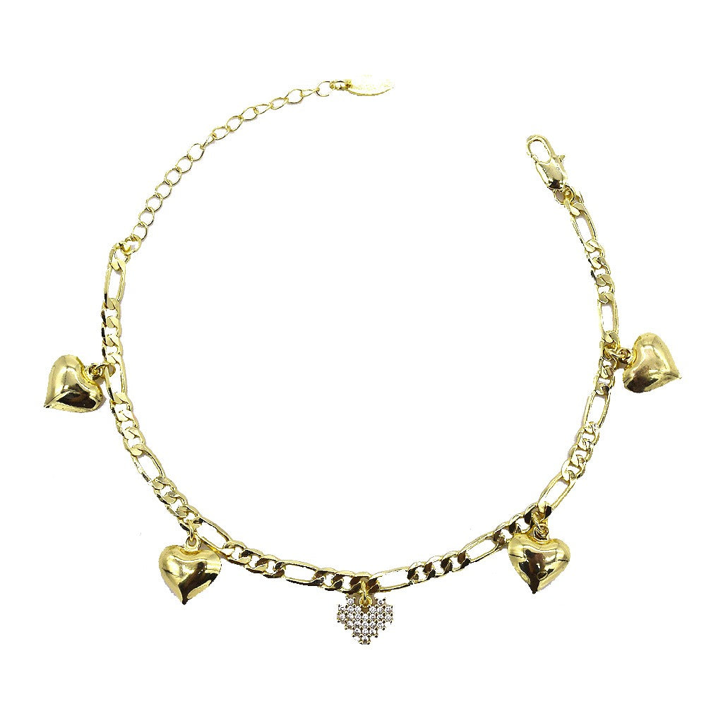 18k Layered real gold Plated hearts anklet bracelet #16