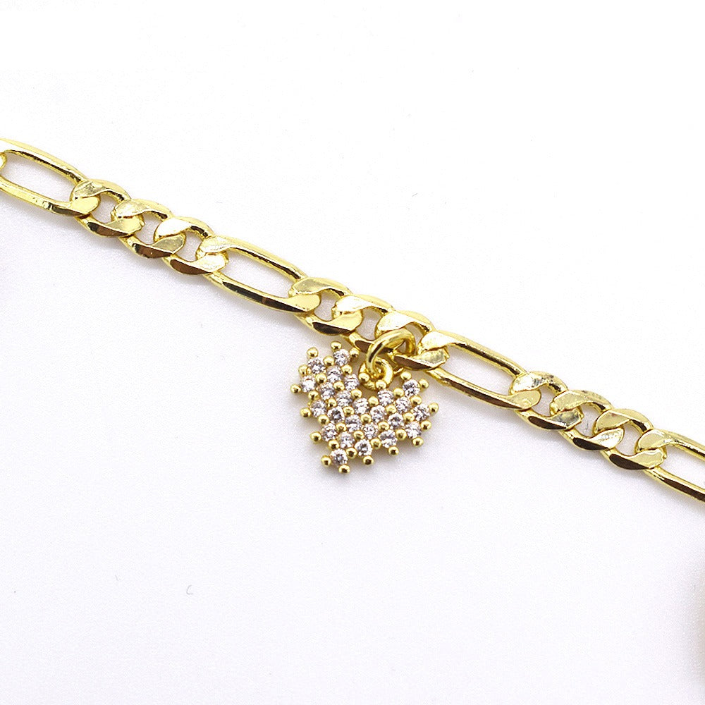 18k Layered real gold Plated hearts anklet bracelet #16